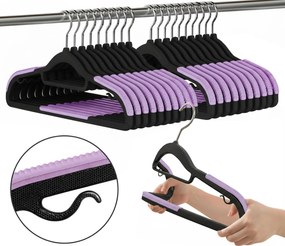 Zestaw wieszaków z antypoślizgową nakładką SOFTY 20 szt. czarno-fioletowe