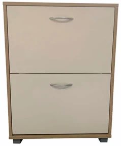 Póka na buty 2 szuflady Holty biay i drewniany