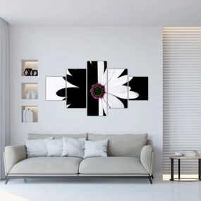 Obraz czarno - białego kwiatu (125x70 cm)