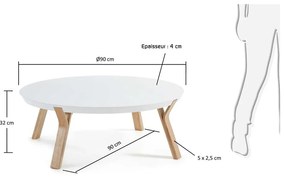 Biały stolik Kave Home Solid, ø 90 cm