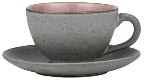 Różowo-szara kamionkowa filiżanka do cappuccino 220 ml Mensa − Bitz