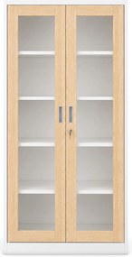 Przeszklona szafa medyczna Eco Design Amelia, 90x40x185 cm, biały/dąb sonoma
