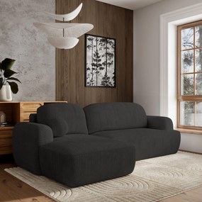 Masseno Narożnik MODENZA z funkcją spania i pojemnikiem na pościel Narozniki L, Rozkładana sofa - Czarny, POSO 135