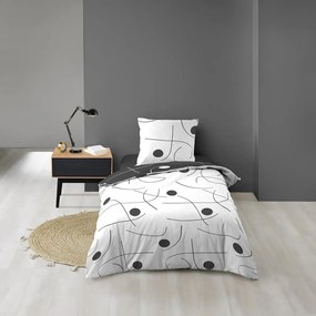 Biało-ciemnoszara pościel jednoosobowa z mikrowłókna 140x200 cm Sonate – douceur d'intérieur