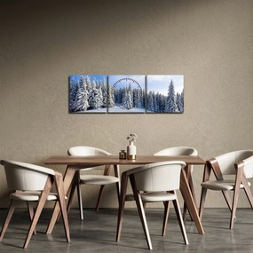 Obraz - Zima w lasach (z zegarem) (90x30 cm)
