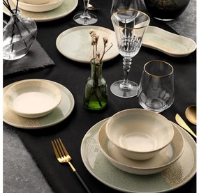 27-częściowy komplet obiadowy, beżowy/zielony, porcelanowy