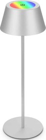 Brilo - ładowalna, dotykowa lampka stołowa LED RGB KIKI LED/2,6W/5V IP44 2600 mAh srebrna
