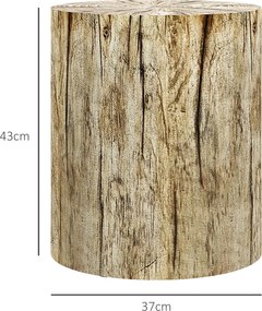 HOMCOM Stolik pomocniczy w designie pieńka drzewa, odporny na warunki atmosferyczne, do wnętrz i ogrodu, Beton, Ø37 x 43 cm