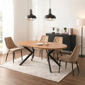 Stół Okrągły Rozkładany LUKAS 100-250 cm Dąb Złoty Nowoczesny Loft