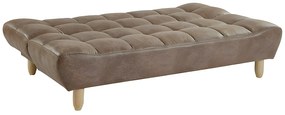 3-osobowa kanapa z funkcją spania rozkładana z postarzanej mikrofibry — ESTEBAN — brązowy vintage