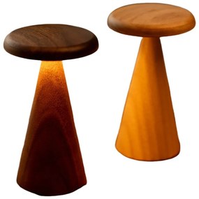 Lampa stołowa LED w ciemnym naturalnym kolorze z drewnianym kloszem (wysokość 14 cm) Sylva – Gingko