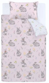 Różowa pościel dziecięca dwuosobowa 200x200 cm Bunny Tails Ditsy Flowers – Catherine Lansfield