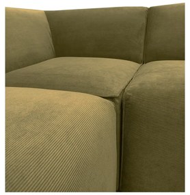 Zielona sztruksowa sofa modułowa w kształcie litery "U" Scandic Sting, prawostronna