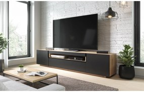 Szafka RTV Loftia 200 cm dwudrzwiowa z wnęką - artisan / czarny mat
