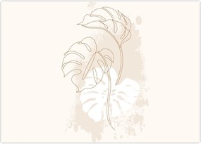 Obraz na szkle - Line art monstera N⁰1 (70x50 cm)