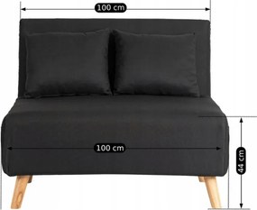 Fotel Rozkładany Leżanka Wypoczynkowy MARRY 2 do Spania Czarny