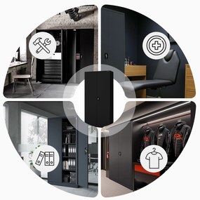 Szafa na dokumenty biurowa metalowa czarna: JAN H, 900 x 1950 x 400 mm