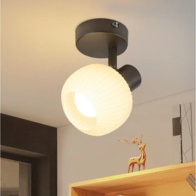 NETTLIFE Czarny reflektor sufitowy E14 Klosz szklany w stylu vintage Nowoczesny reflektor wewnętrzny do sypialni i salonu