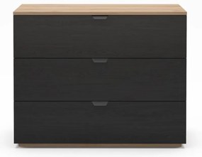 Czarno-naturalna komoda w dekorze dębu 100x80x40 cm Dennis – Marckeric