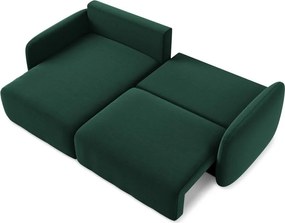 Ciemnozielony aksamitny rozkładany/ze schowkiem narożnik (lewostronny/z szezlongiem) Kalena – Makamii