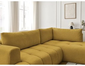 Musztardowy rozkładany/ze schowkiem narożnik (prawostronny/w kształcie litery L) Fuji – Bobochic Paris
