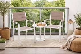 Krzesła ogrodowe Caprila - zestaw 2 szt. na taras i balkon, kolor biało-beżowy