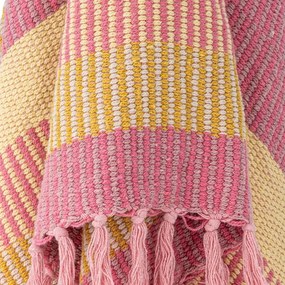 Żółto-różowy koc z bawełny z recyklingu 130x160 cm Isnel – Bloomingville