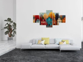 Obraz - Malowane jesienne miasto (125x70 cm)