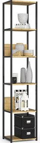 Industrialny Otwarty Czarny Regał + Dąb Artisan W5-D05