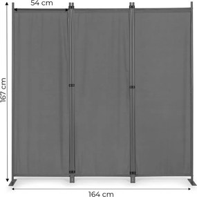 Parawan ogrodowy składany AW-022, 167x164 cm, 3-panelowy, kolor szary
