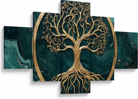 Obraz – Złote drzewo życia w marmurze (125x70 cm)