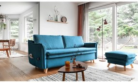 Turkusowa rozkładana sofa 225 cm Charming Charlie – Miuform