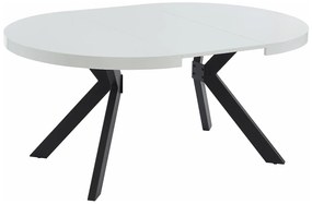 Rozkładany stół jadalniany  4-8-osobowy z MDF i stali – kolor biały lakierowany i czarny – KOMONI