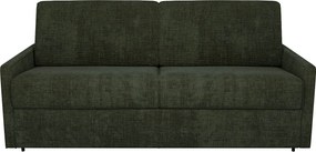 Kanapa 4-osobowa rozkładana typu express z tkaniny w kolorze ciemnozielonym - Powierzchnia spania 160 cm - Materac 14 cm CALIFE