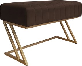 Ławka ZETA tkanina Welur loft ławka metal : Kolor Stelaża - Złoty, Kolor tkaniny - VELVET - MG05, Typ tkaniny - Velvet
