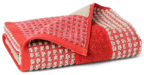 Czerwony ręcznik z bawełny organicznej frotte 50x100 cm Check – JUNA