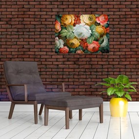 Obraz namalowanego bukietu kwiatów (70x50 cm)