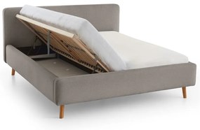 Szare tapicerowane łóżko dwuosobowe ze schowkiem i stelażem 180x200 cm Mattis – Meise Möbel