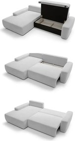 Narożnik BOULI Lewostronny z Elektryczną Regulacją wolnostojący tkanina Raven 06 Jasny Popielaty DOMO HOME