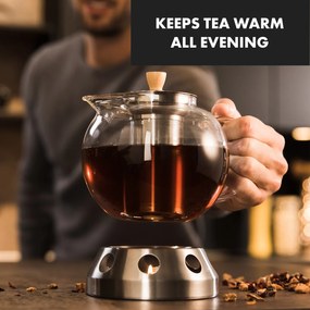 Klarstein Sencha Dzbanek do herbaty z drewnianym podgrzewaczem