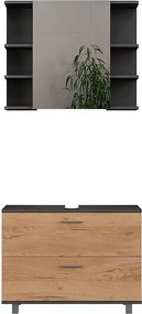 Zestaw mebli łazienkowych złoty dąb power/antracyt 80x33x60.8 ilias