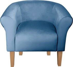 Fotel Milo tkanina Welur wygodny fotel tapicerowany do salonu i sypialni : Kolor nogi - Drewno, Kolor tkaniny - VELVET - MG33, Wysokość nogi - 20 cm