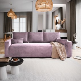 Masseno Sofa ALATRI z funkcją spania i pojemnikiem na pościel, Rozkładana sofa - Wrzosowy, MONOLITH 62