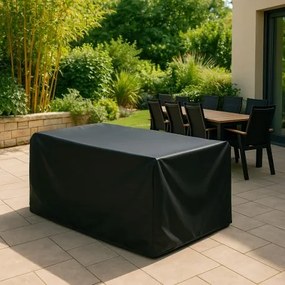 Czasza parasola ochronny na stół 220x100 cm + 6 do 8 rozkładanych krzeseł