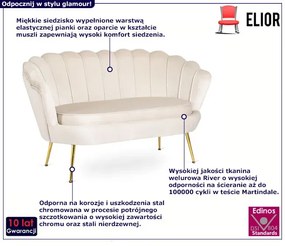 Kremowa dwuosobowa sofa glamour do salonu - Avet