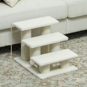 PawHut Schodki dla kota 3 stopnie Schodki dla zwierząt Schodki dla kota Schodki z pluszem 45 x 35 x 34 cm cm Beżowy | Aosom PL
