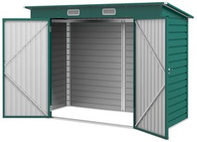 Outsunny Metalowy Schowek Ogrodowy, Schowek na Narzędzia, Podwójne Drzwi, 249S x 121G x 166/183W cm, Zielony