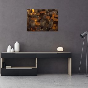 Obraz - Sześciokąty z brązu (70x50 cm)