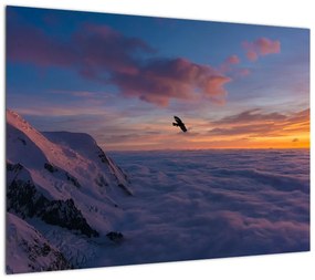 Obraz na szkle o zachodzie słońca, Mt. Blanc (70x50 cm)