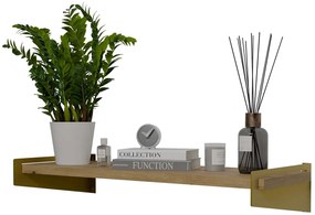 Minimalistyczna półka ścienna złoty + dąb artisan - Mizu 5X